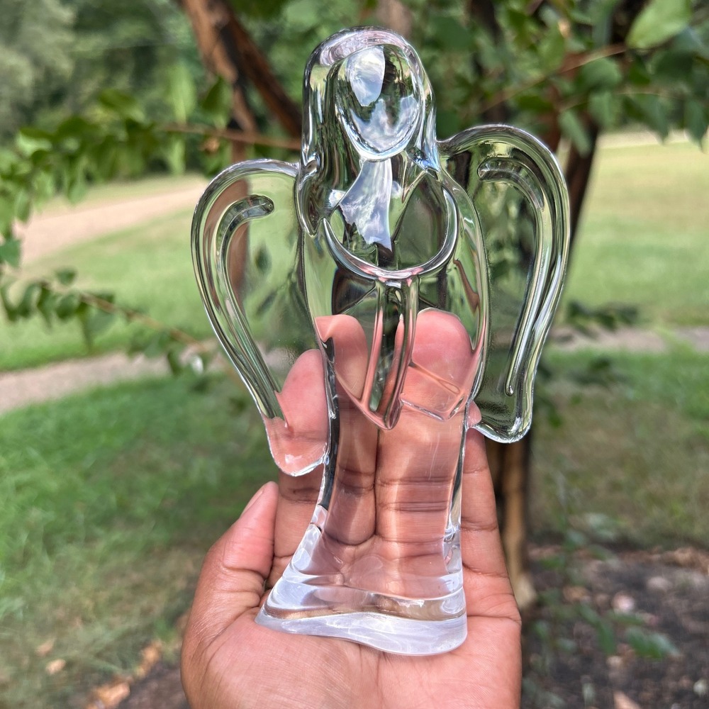 Teleflora Crystal Praying Angel Figurine Clear 24% Lead Bohemian Glass